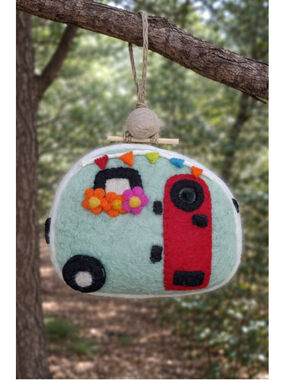 Wild Woolies Retro Camper Birdhouse Felt Wool Handmade Fair Trade Nepal